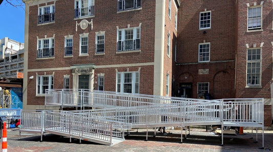 Large ramp outside of a historic building.