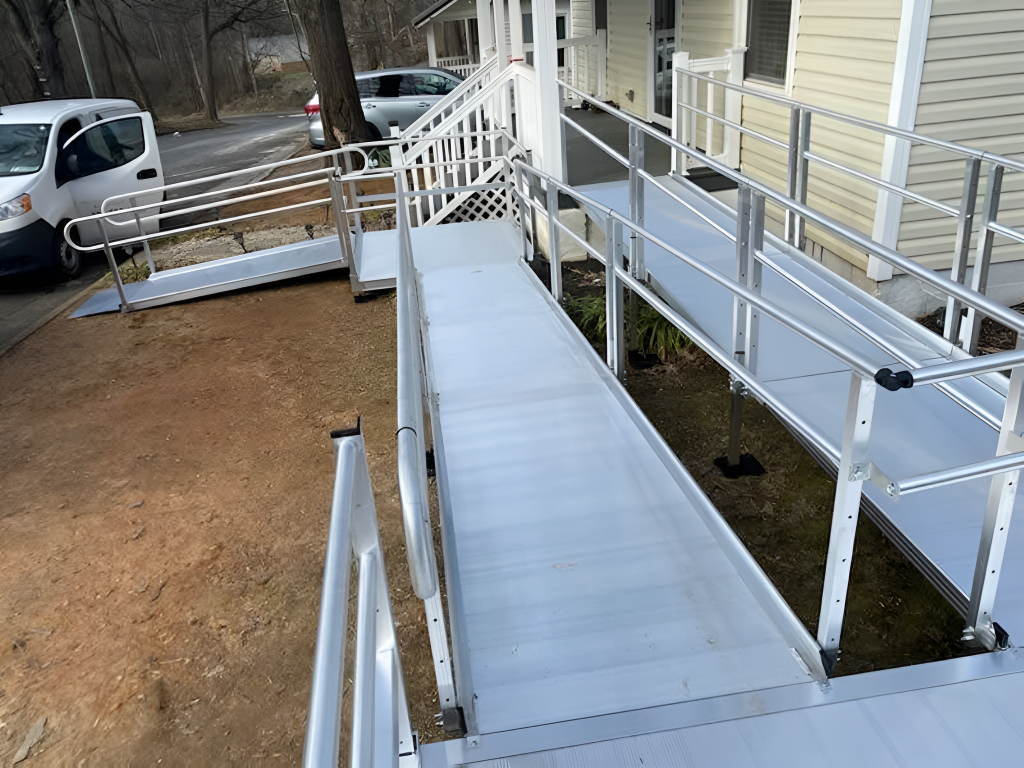 Large wheelchair ramp at a building
