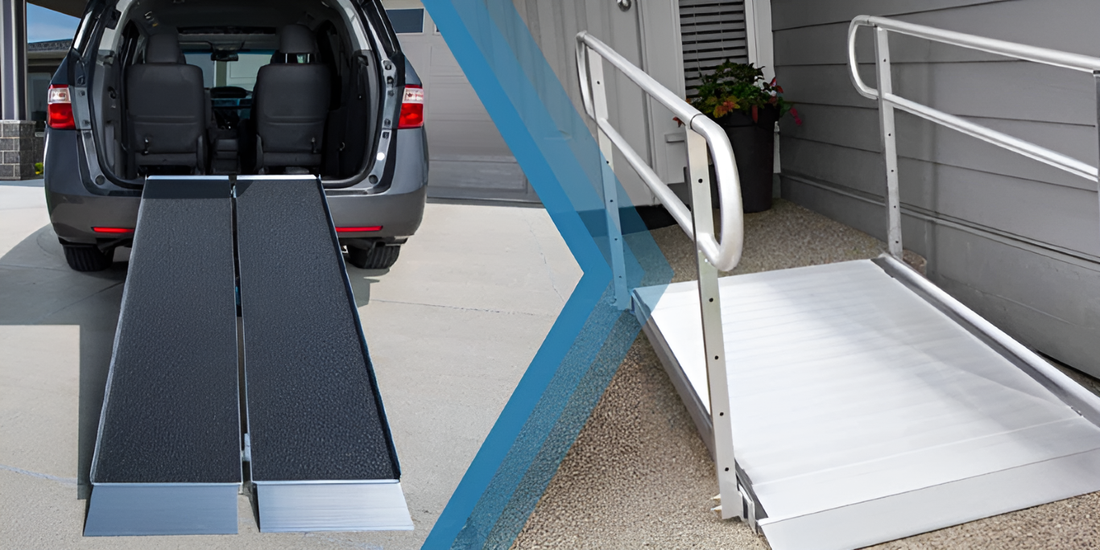 Semi-permanent and portable ramps side-by-side.