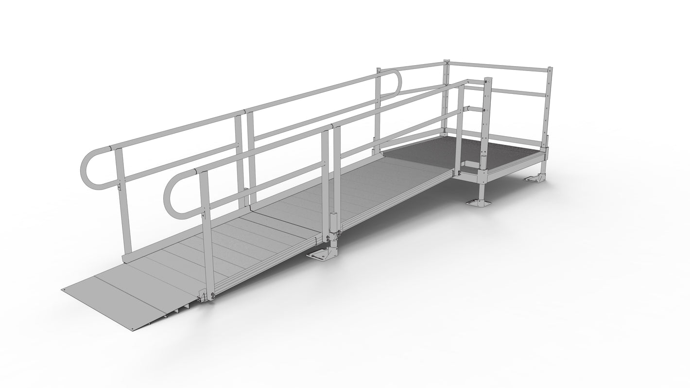 PATHWAY ALUMINUM WHEELCHAIR RAMP KIT STRAIGHT WITH 4' TOP PLATFORM