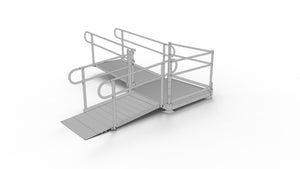 PATHWAY ALUMINUM WHEELCHAIR RAMP KIT L-SHAPED WITH 4' TURN PLATFORM