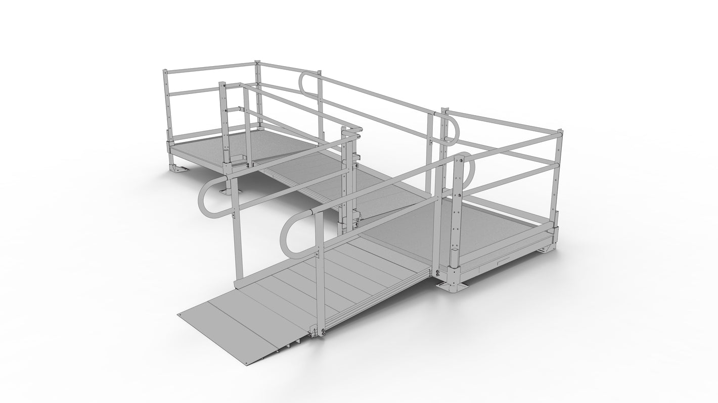 PATHWAY ALUMINUM WHEELCHAIR RAMP KIT L-SHAPED WITH 4' PLATFORMS