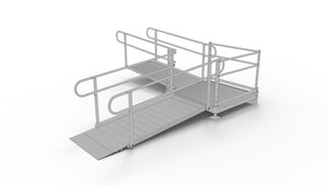 PATHWAY ALUMINUM WHEELCHAIR RAMP KIT L-SHAPED WITH 4' TURN PLATFORM